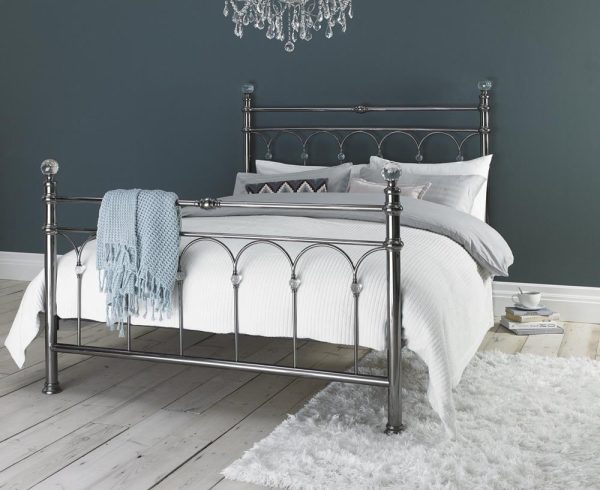 Bentley Designs Krystal Metal Furniture Antique Nickel 4ft6 Double Bedstead