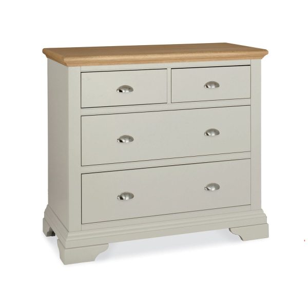 Hampstead Soft Grey & Pale Oak Furniture 2 Over 2 Chest of Drawers