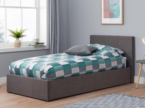 Birlea Furniture Berlin Grey Fabric Upholstered 3ft Single Ottoman Bed