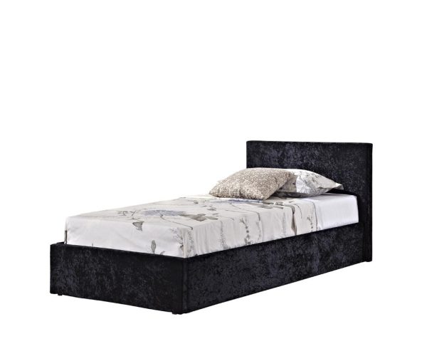 Birlea Furniture Berlin Black Crushed Velvet Upholstered 3ft Single Ottoman Bed