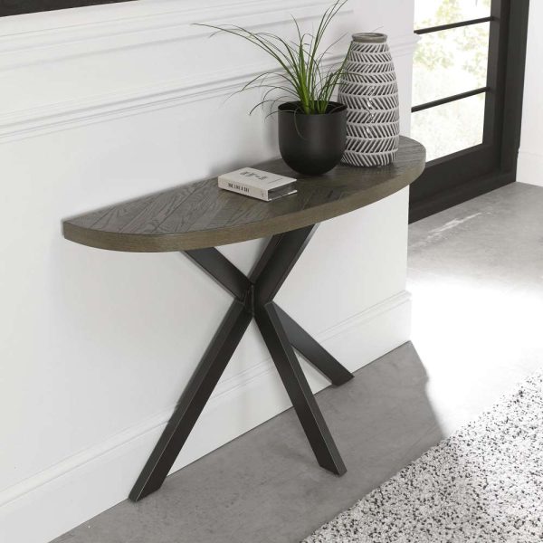 Bentley Designs Ellipse Fumed Oak Console Table