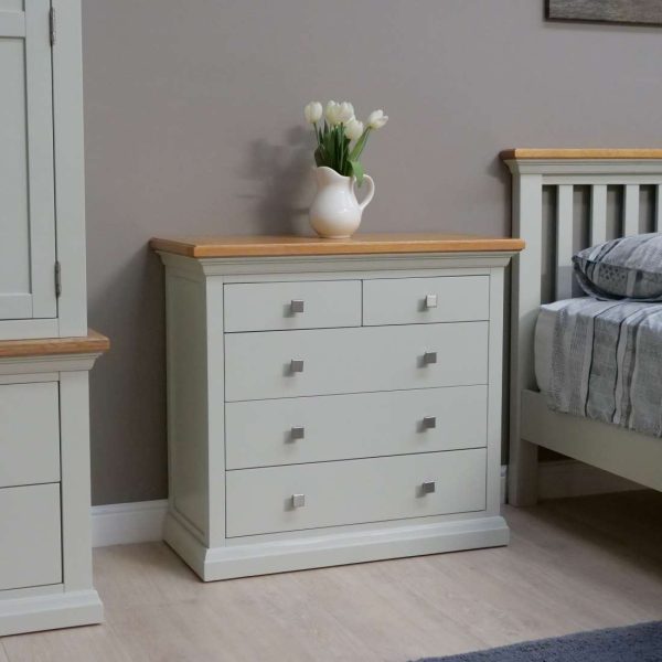 Cotswold Solid Oak Cream Painted Furniture 2 over 3 Chest of Drawers