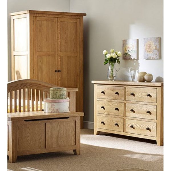 Canterbury Wax Oak Furniture 6 Drawer Wide Chest