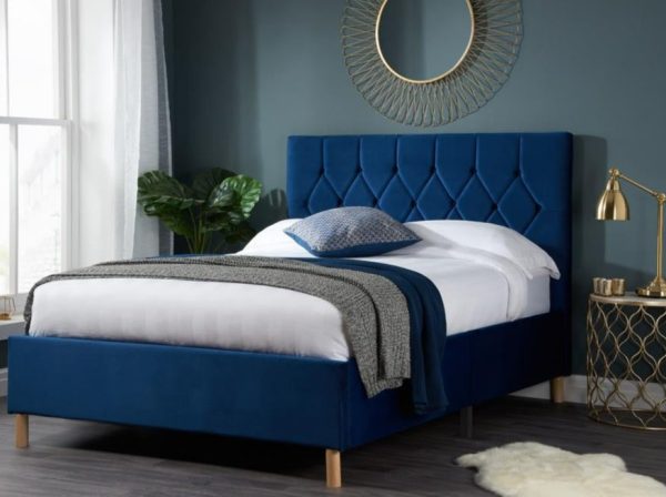 Birlea Furniture Loxley Blue Fabric Upholstered 4ft6 Double Bed