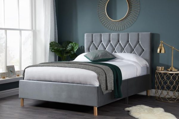 Birlea Furniture Loxley Grey Fabric Upholstered 4ft Small Double Bed