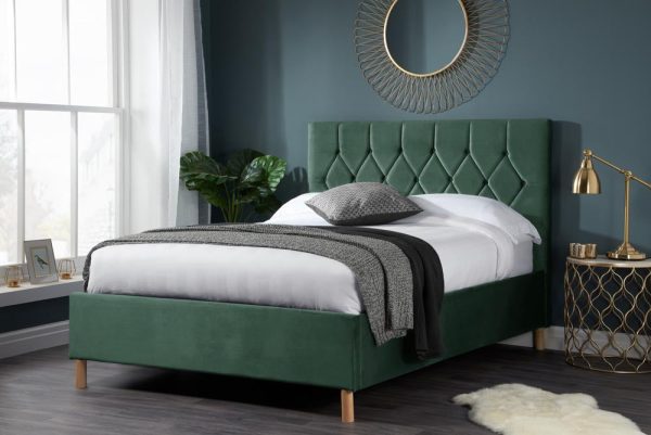 Birlea Furniture Loxley Green Fabric Upholstered 4ft6 Double Ottoman Bed