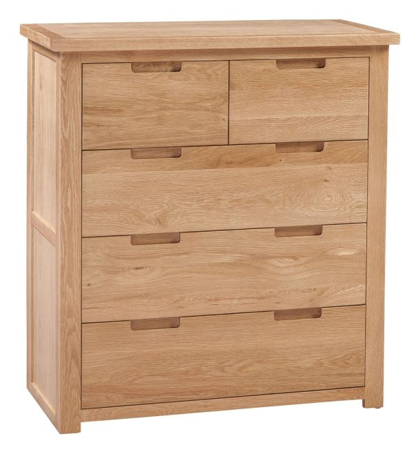 Moderna Solid Oak Furniture Modern 2 over 3 Chest of Drawers