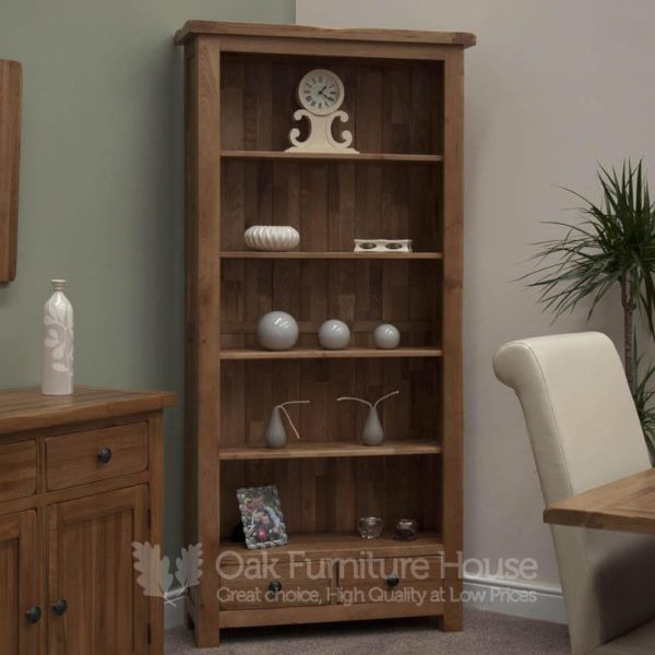 Rustic Solid Oak Furniture Large Bookcase