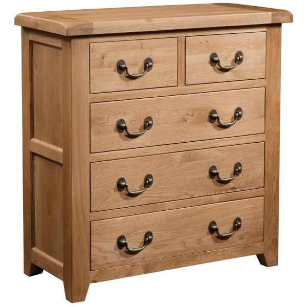 Summertown Rustic Oak Furniture 2 over 3 Drawer Storage Chest