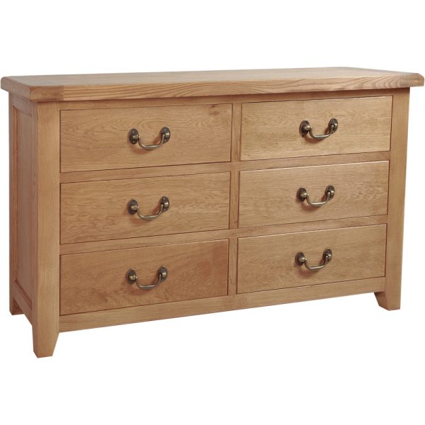 Summertown Rustic Oak Furniture 6 Drawer Wide Chest