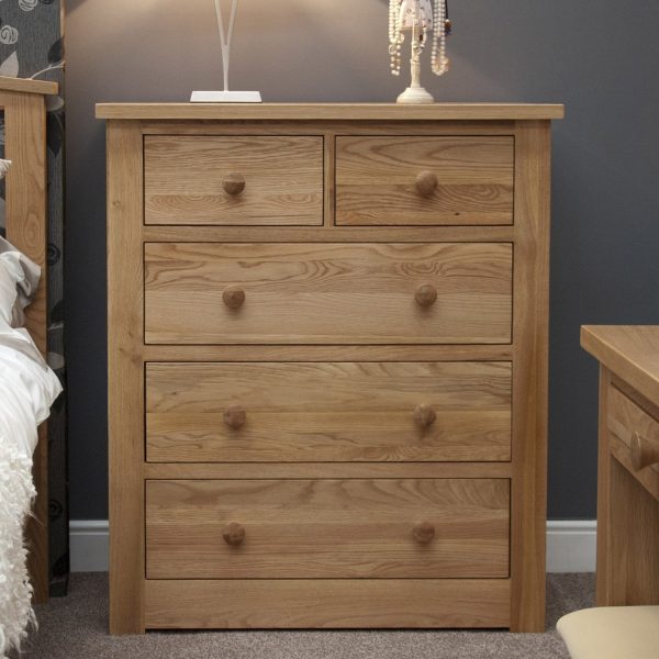 Torino Solid Oak Furniture 2 Over 3 Chest