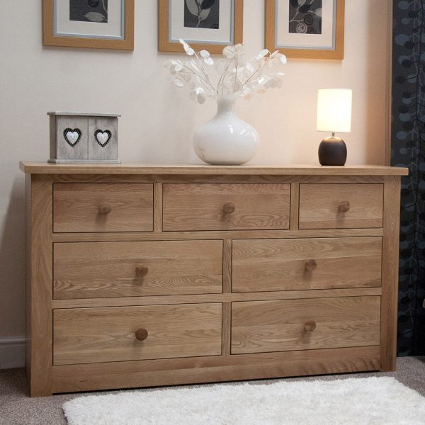 Torino Solid Oak Furniture 7 Drawer Chest