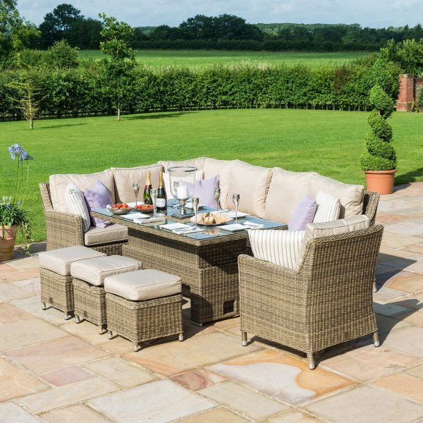 Maze Rattan Garden Furniture Winchester Ice Bucket Corner Sofa Set with Rising Table & Armchair