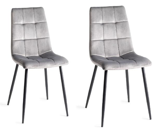 Bentley Designs Mondrian Furniture Grey Velvet Fabric Chairs