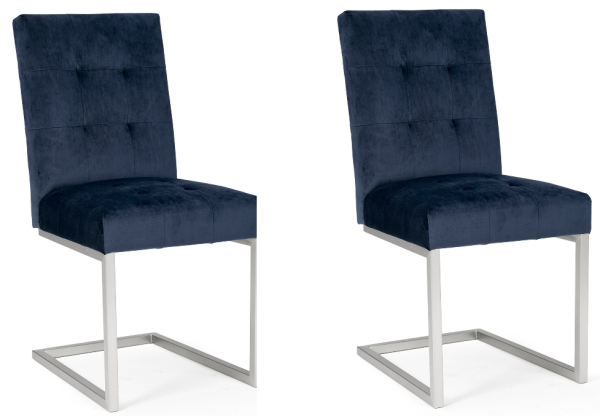 Bentley Designs Tivoli Cantilever Dark Blue Velvet Chair (Pair)