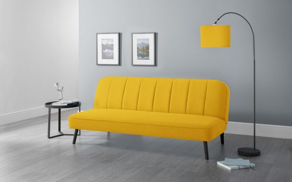 Julian Bowen Miro Mustard Linen Curved Back Sofabed