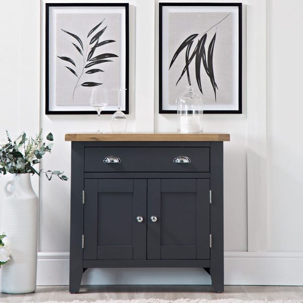 Suffolk Midnight Grey Painted Oak 2 Door Mini Sideboard