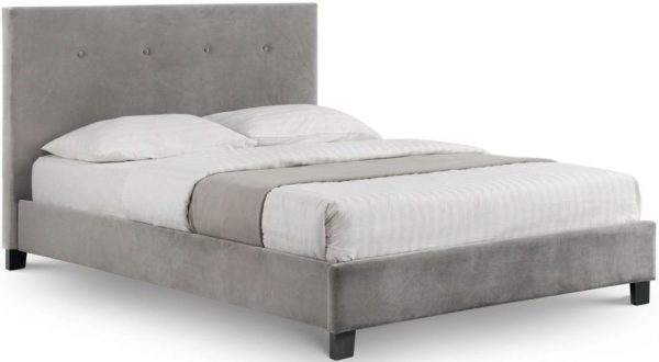 Shoreditch Grey Velvet Fabric Bed - Comes in Double and King Size