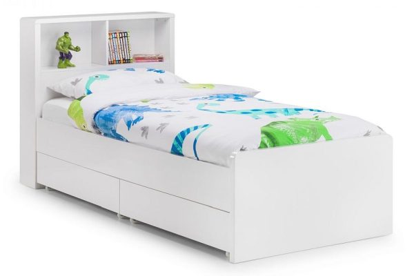 Manhattan White High Gloss Bookcase Bed