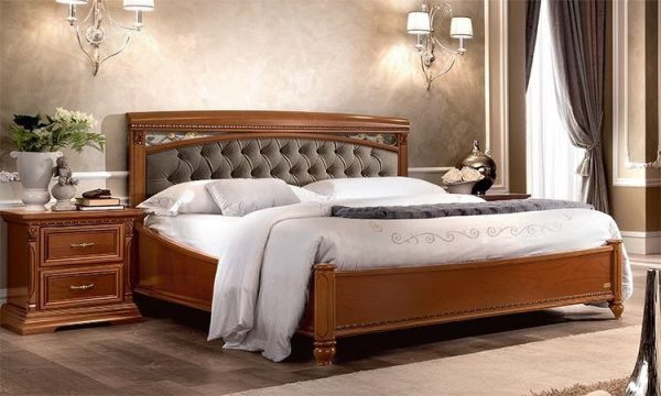 Camel Treviso Night Cherry Wood 5ft King Size Italian Capitonne Ring Bed