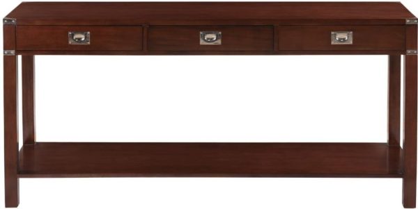 Dalzell French Walnut Stain 3 Drawer Console Table