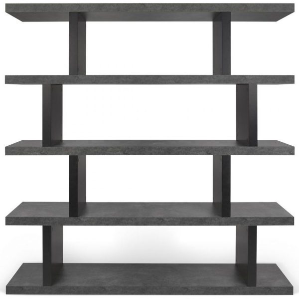 Temahome Step Concrete and Black High Geometric Bookshelf