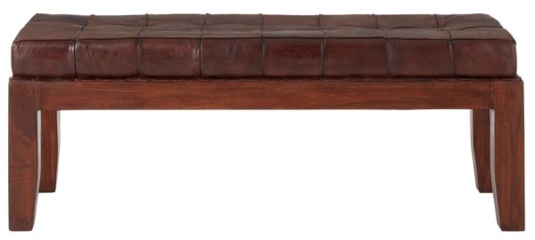 Arroyo Genuine Antique Brown Leather Stitch Bench