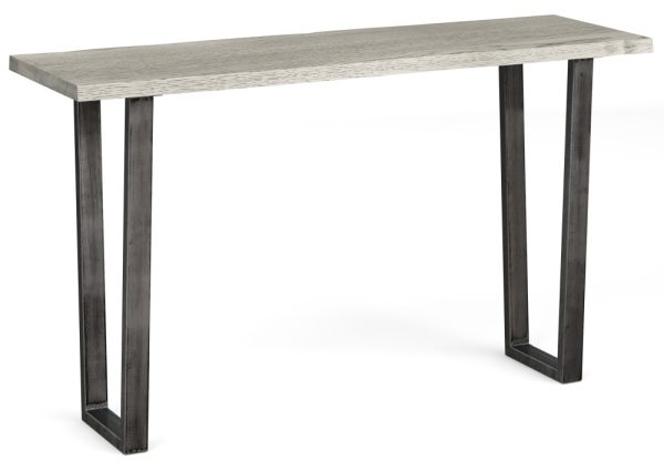 Dalston Grey Oak Console Table, Live Edge Top with Industrial Style Black Metal U Legs