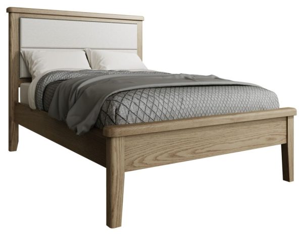 Hatton Oak Low Foot End Bed with Fabric Headboard