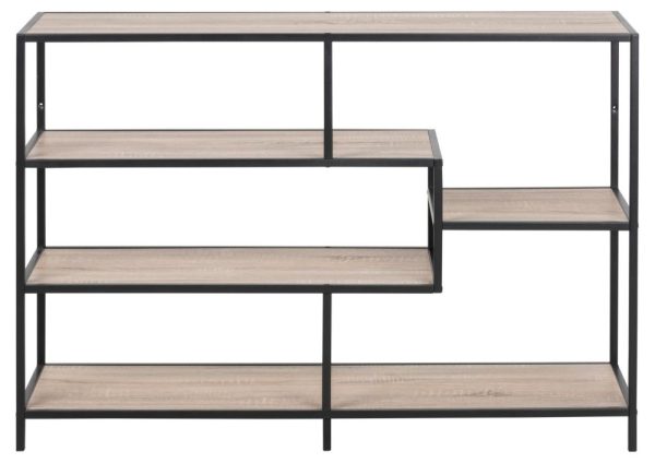 Salvo Bookcase with 4 Shelves - Comes in Sonoma Oak and Black, White Melamine and Black or Black Melamine and Gold Options