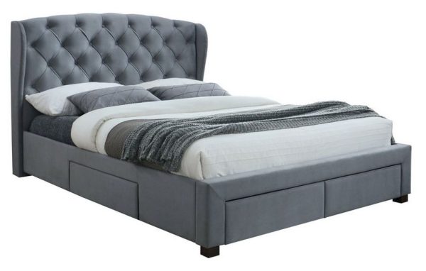 Hope Grey Velvet Storage Bed - Comes in 4ft 6in Double and 5 ft King Size Options