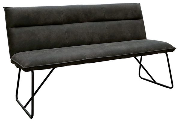 Larson Grey Faux Leather Large Bench with Back