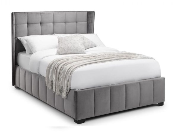 Gatsby Light Grey Velvet Fabric Lift-Up Storage Bed - Comes in Double and King Size