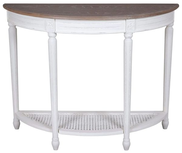 Delphine French Off-White Painted Half Moon Console Table