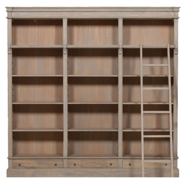 Rustic Wooden Bookcase with Ladder