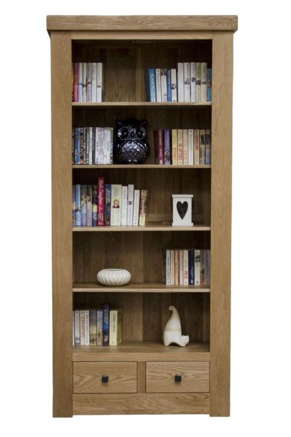 Homestyle GB Bordeaux Oak 2 Drawer Large Bookcase