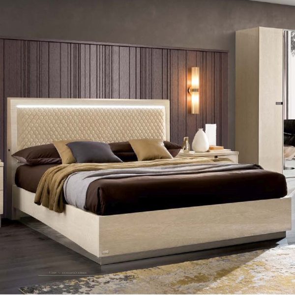 Camel Ambra Night Sand Birch Italian Rombi Bed