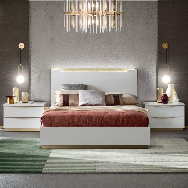 Camel Kharma Night White Italian Bed with Luna Storage