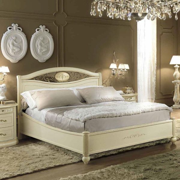 Camel Siena Night Ivory Italian Ferro Ring Bed with Storage