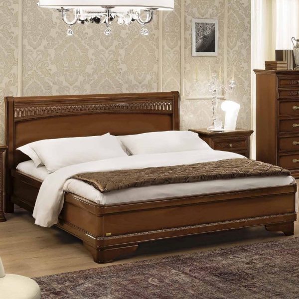 Camel Torriani Night Walnut Tiziano Italian Ring Bed with Storage