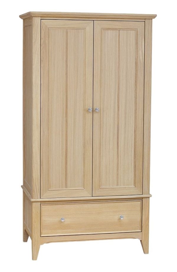 TCH New England Oak 2 Door 1 Drawer Wardrobe