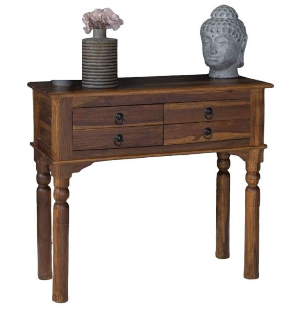 Clearance - Ganga Sheesham Console Table, Indian Wood 90cm - 4 Drawers