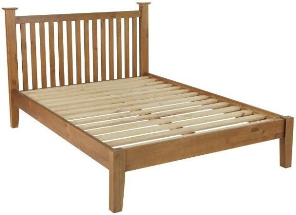 Henbury Lacquered Pine Bed Frame, Low Foot End with Slatted Headboard