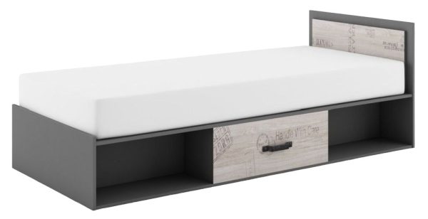 Leo Graphite Grey Storage Bed with Mattress