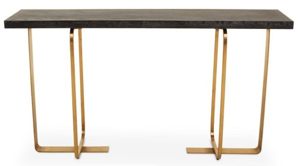 Dierks Oak Veneer and Gold Console Table