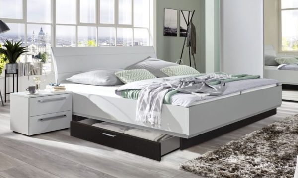 Nolte Sonyo Plus Polar White and Basalt Bed with 1 Drawer