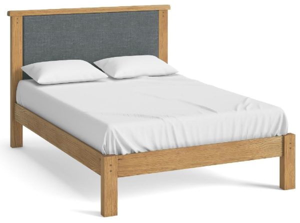 Belden Oak Low Foot End Bed with Upholstered Headboard