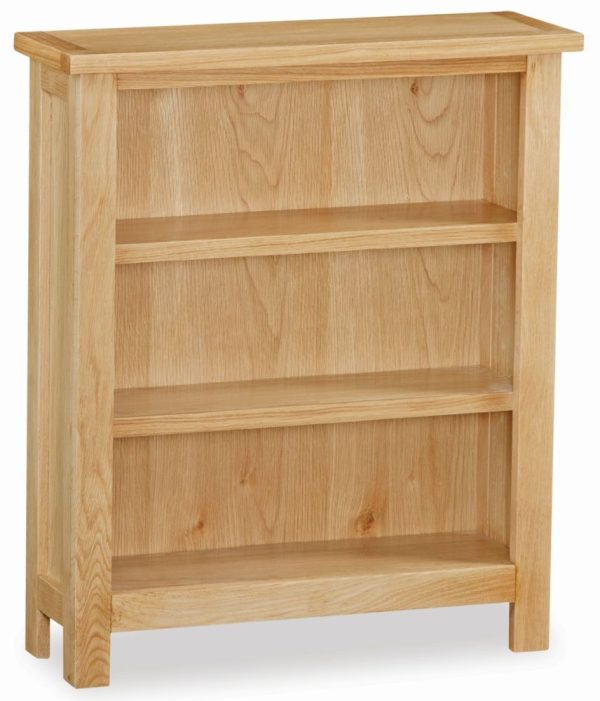 Cameron Natural Oak Low Bookcase, 70cm Bookshelf with 2 Shelves