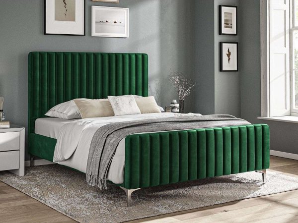 Green Velvet Fabric Bed