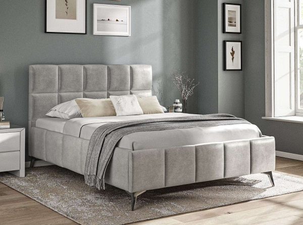 Grey Velvet Fabric Bed